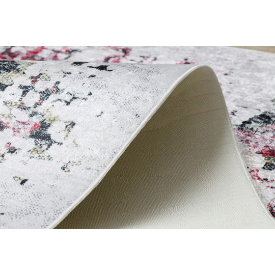 Bicolor roșu-alb, covor lavabil, model floral de vin, antiderapant, diferite dimensiuni ANDRE