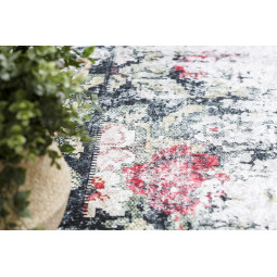 Bicolor roșu-alb, covor lavabil, model floral de vin, antiderapant, diferite dimensiuni ANDRE