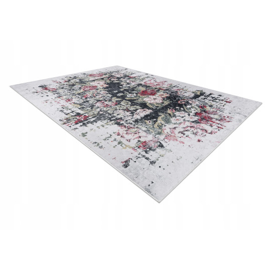 Bicolor roșu-alb, covor lavabil, model floral de vin, antiderapant, diferite dimensiuni ANDRE