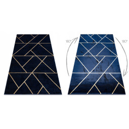 Covor albastru pentru living cu margine aurie