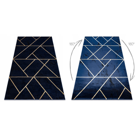 Covor albastru pentru living cu margine aurie