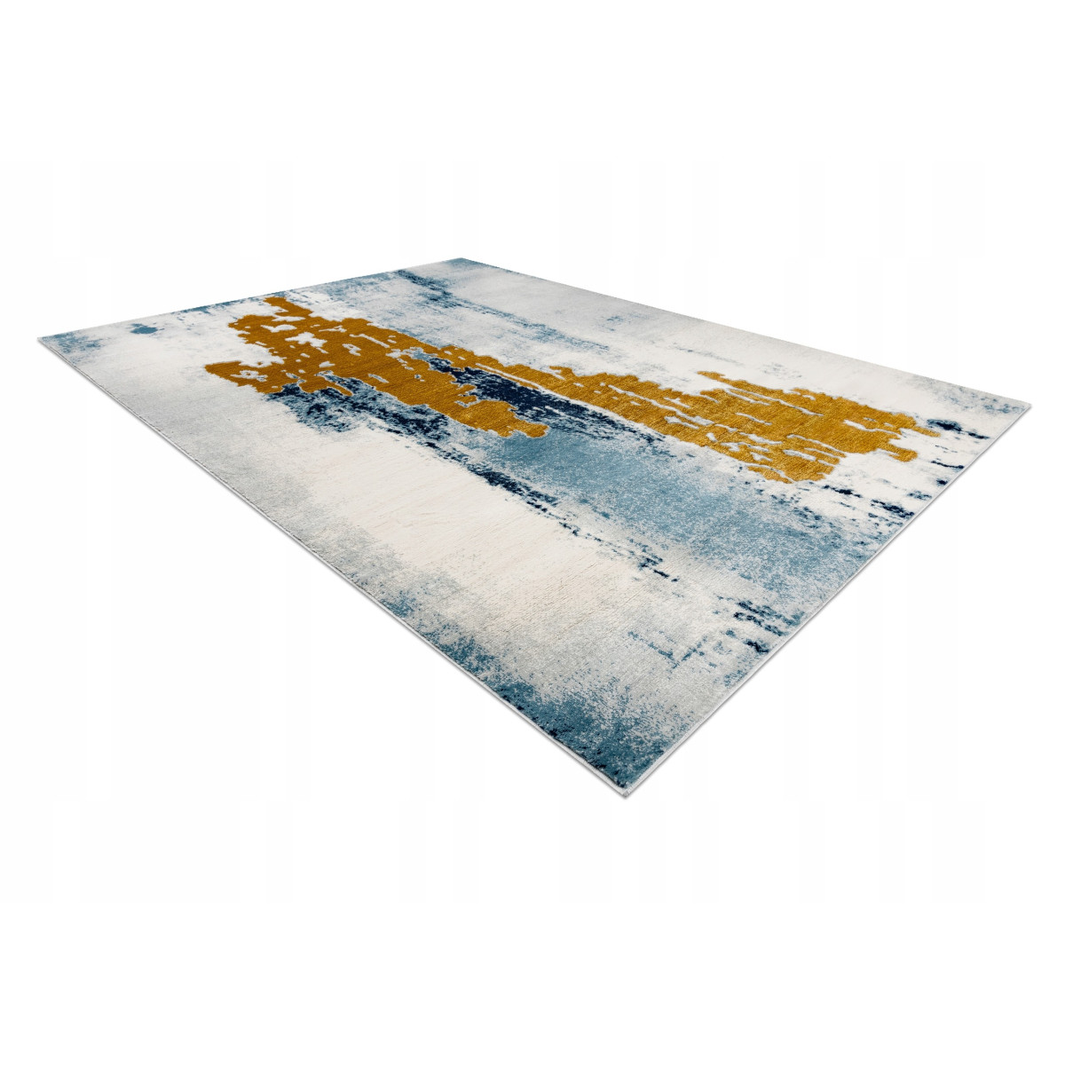 Covor original pentru living în culoarea albastru-aurie EMERALD