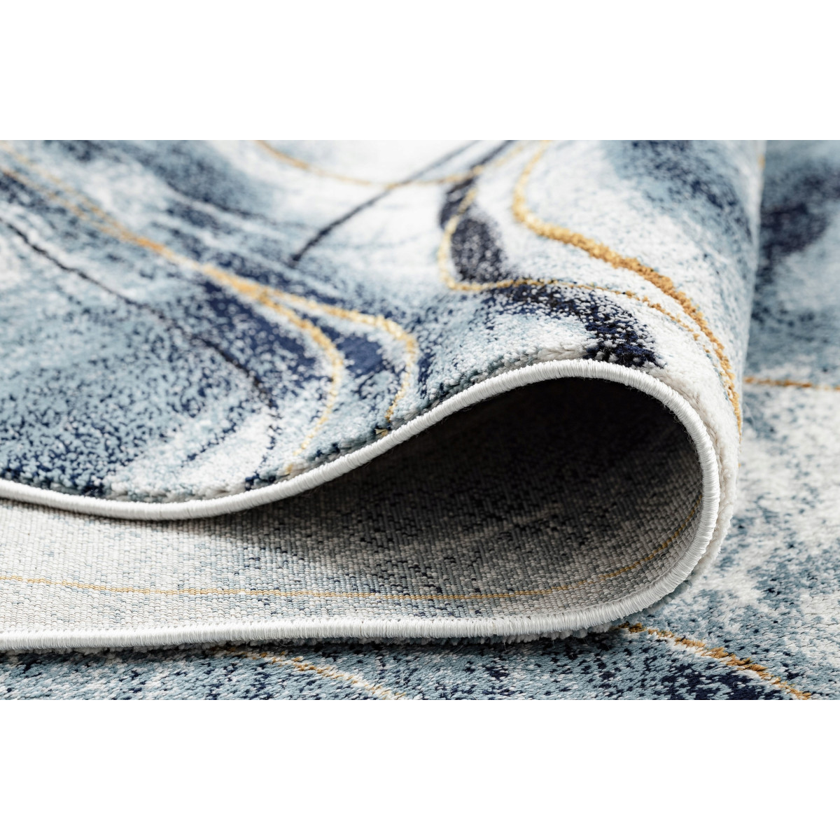 Covorul modelat pentru living în culoarea albastră