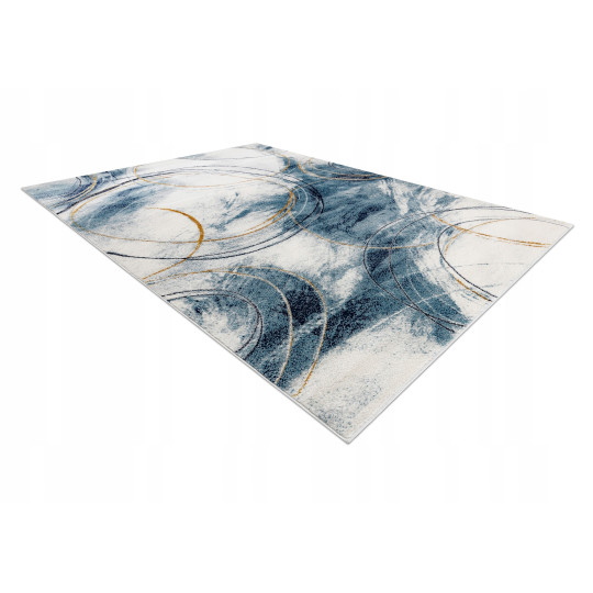 Covorul modelat pentru living în culoarea albastră