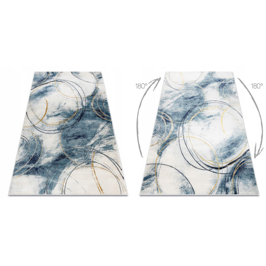 Covorul modelat pentru living în culoarea albastră