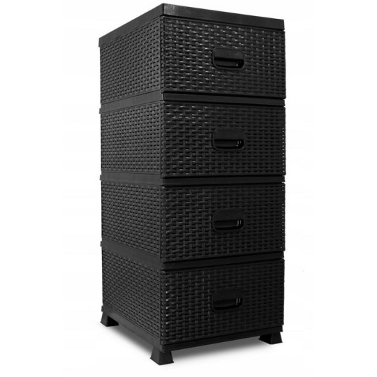 Comoda pentru baie de culoare neagră cu 4 sertare