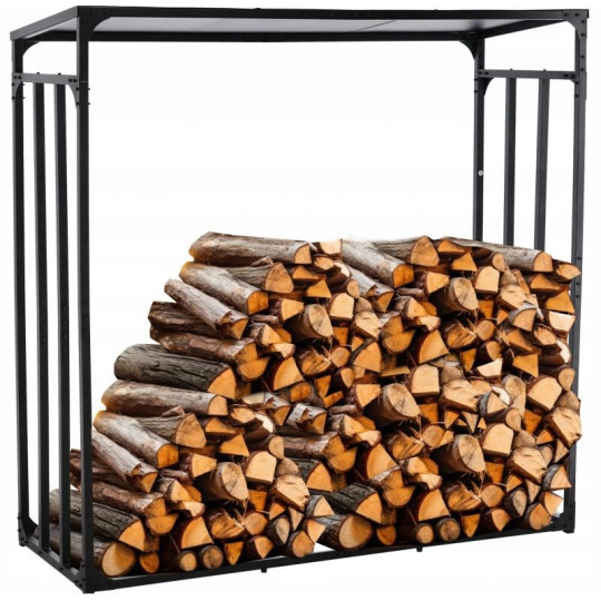 Stal metallic cu acoperiș pentru lemne de foc