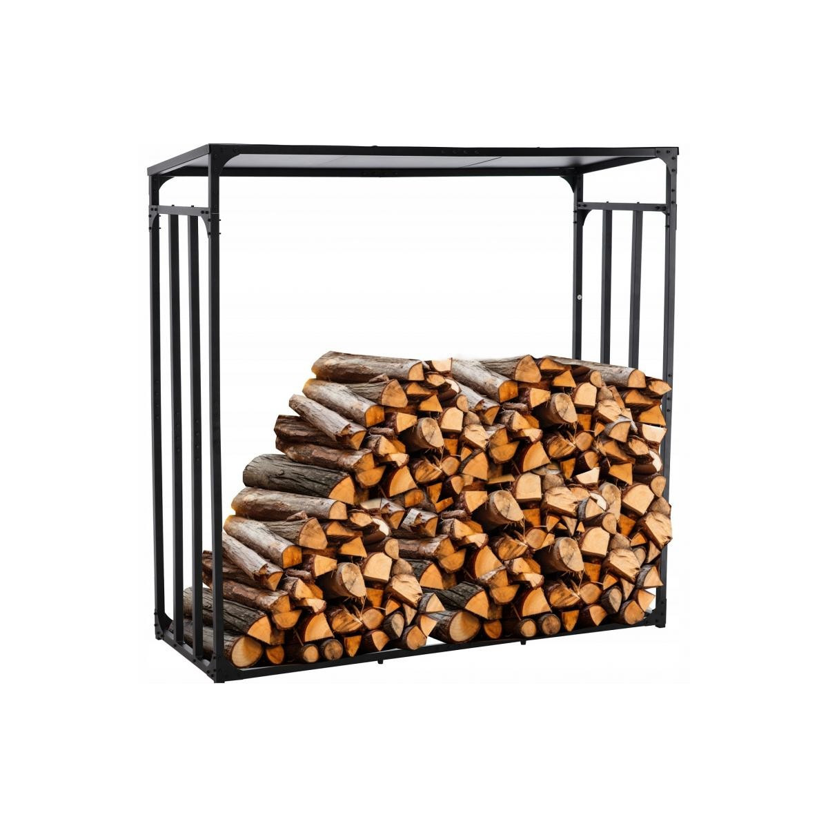 Stal metallic cu acoperiș pentru lemne de foc