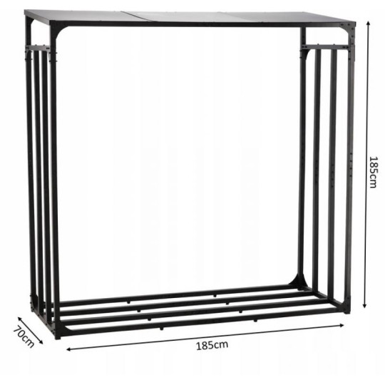 Stal metallic cu acoperiș pentru lemne de foc