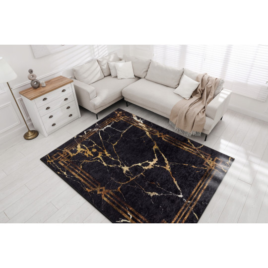 Covor original pentru living, de culoare neagră