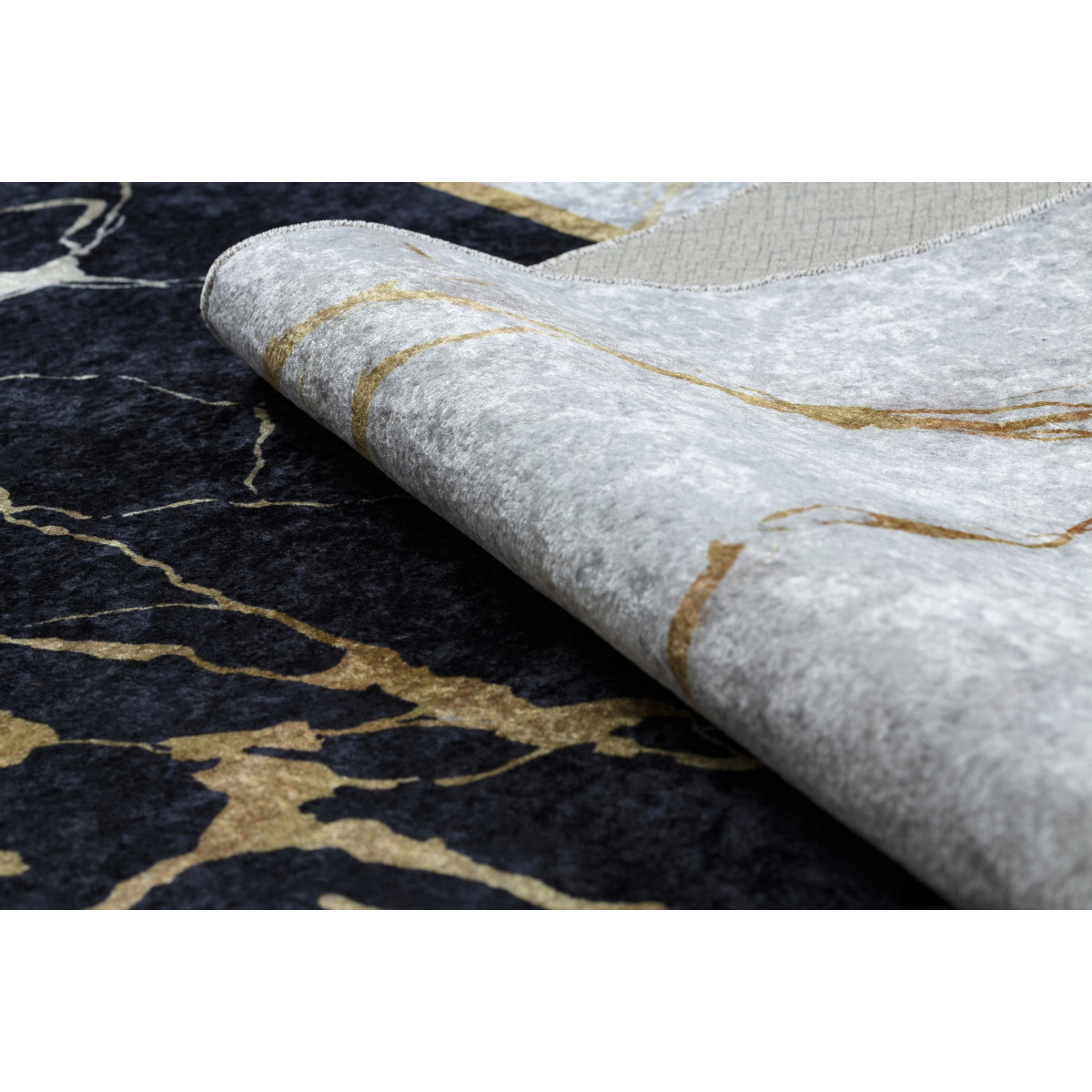 Covor cu model de marmură de culoare aurie