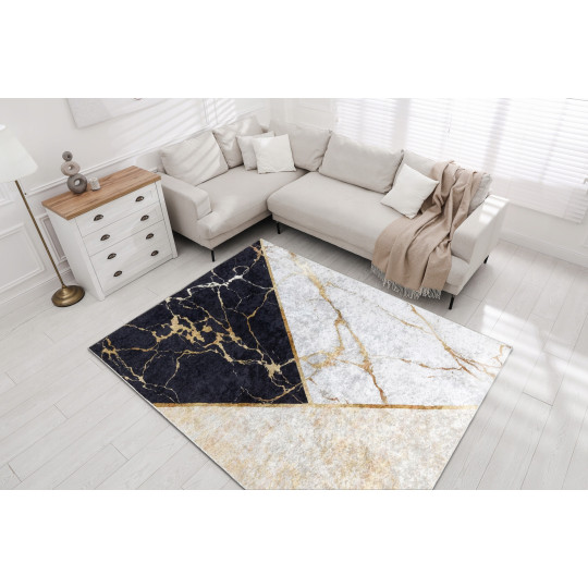 Covor cu model de marmură de culoare aurie