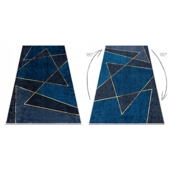 Covor ieftin de calitate, de culoare albastră, cu modele