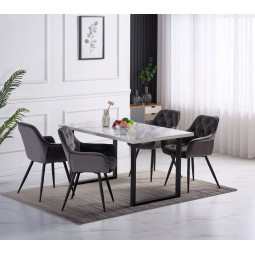 Scaun tapițat pentru dining în culoarea gri închis