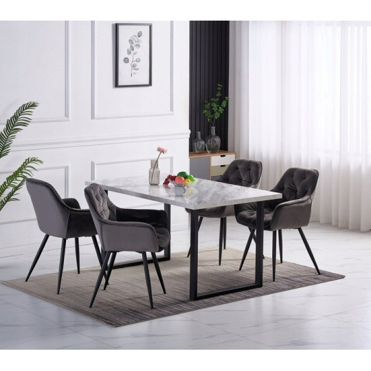 Scaun tapițat pentru dining în culoarea gri închis