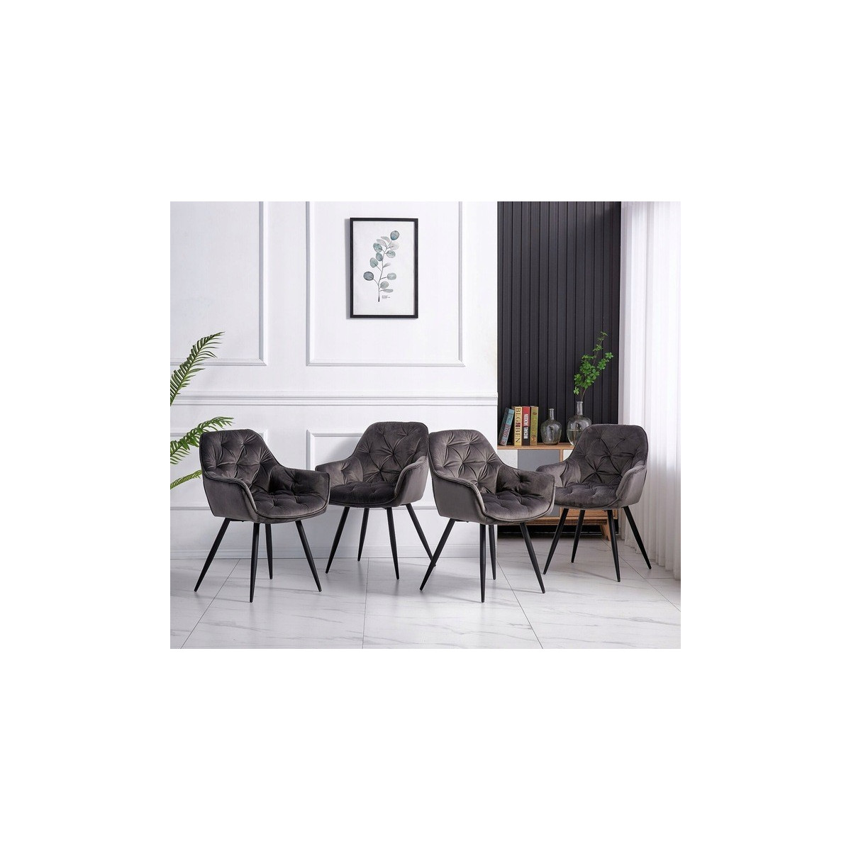 Scaun tapițat pentru dining în culoarea gri închis