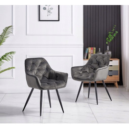 Scaun tapițat pentru dining în culoarea gri închis