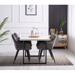 Scaun tapițat pentru dining în culoarea gri închis