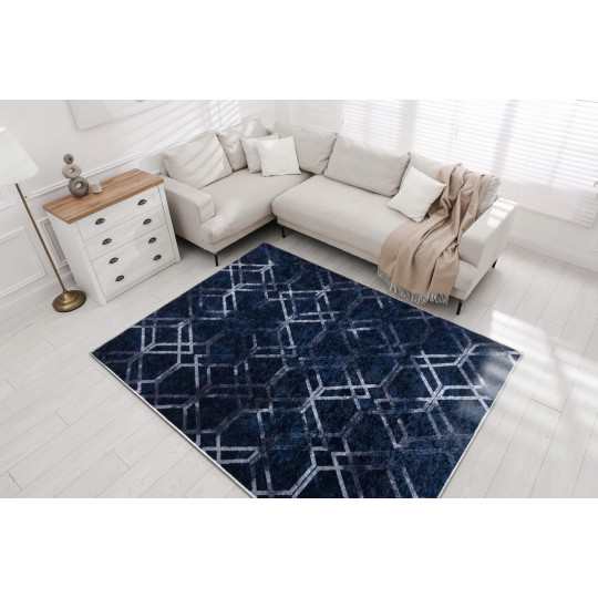 Covoare albastre pentru cameră de zi cu model, colecția MIRO