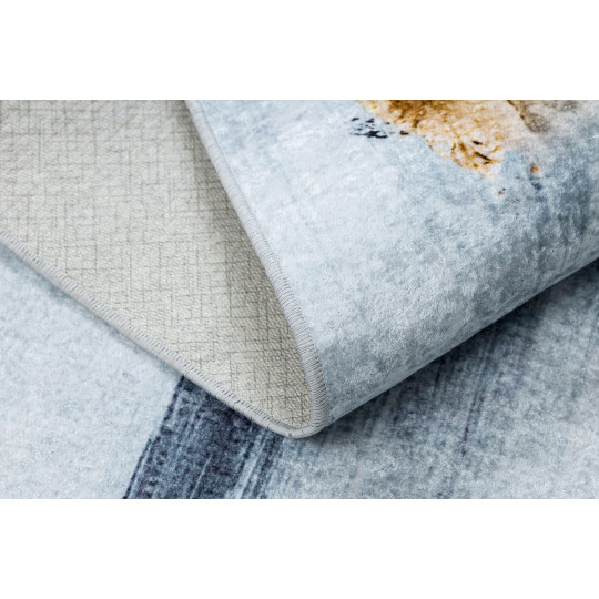 Covor modern abstract în nuanțe de albastru și negru MIRO