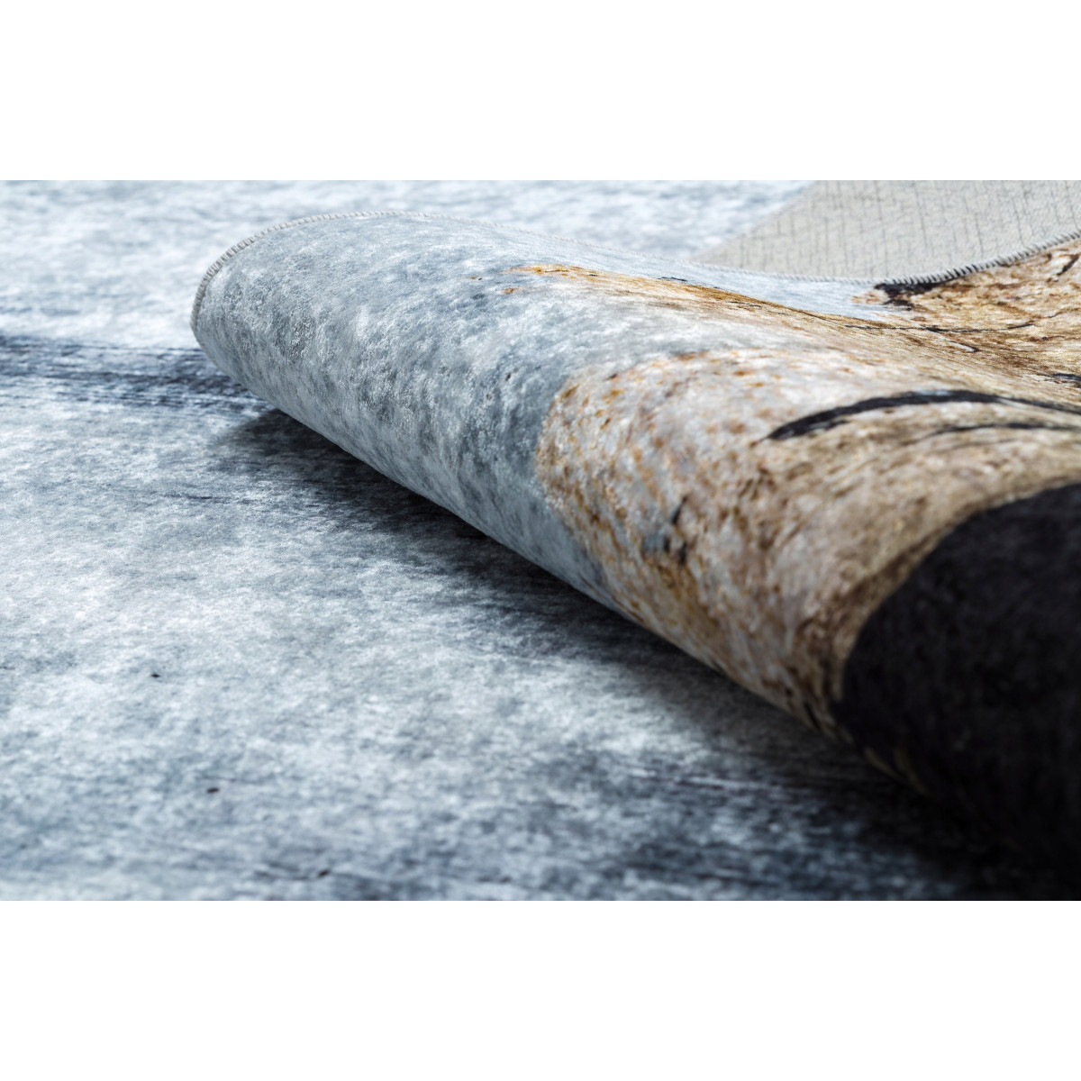 Covor modern abstract în nuanțe de albastru și negru MIRO