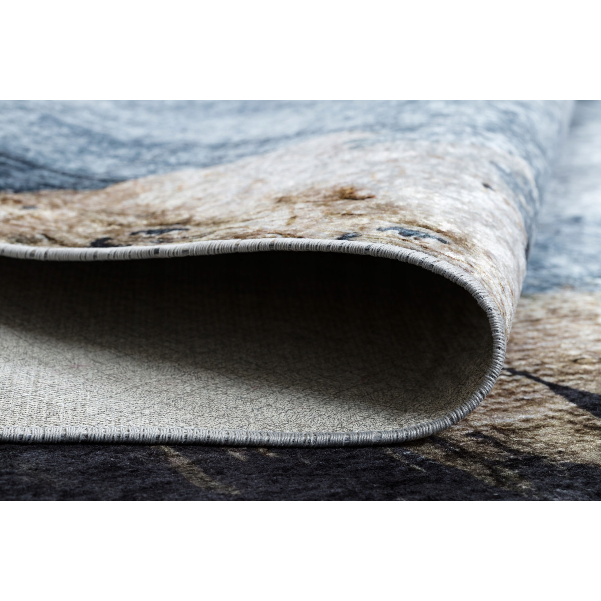 Covor modern abstract în nuanțe de albastru și negru MIRO