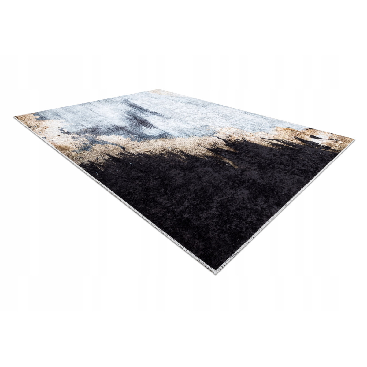 Covor modern abstract în nuanțe de albastru și negru MIRO