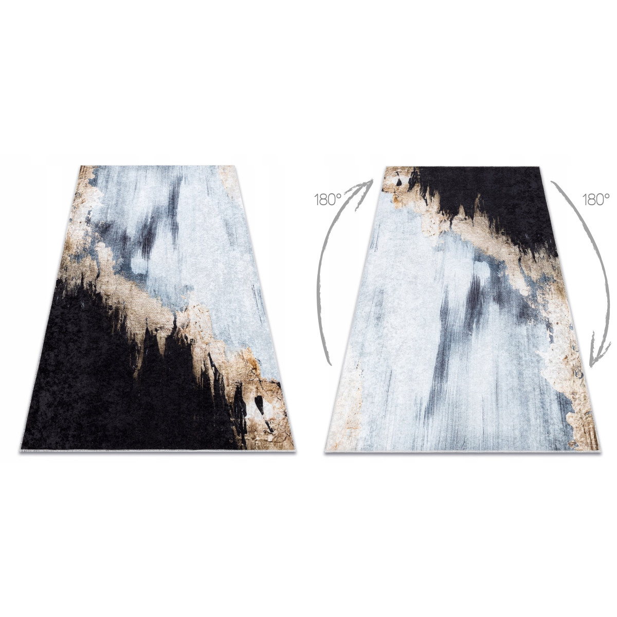 Covor modern abstract în nuanțe de albastru și negru MIRO