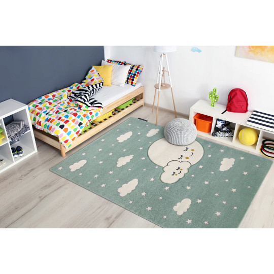 Covor modern pentru copii în culoarea verde, disponibil în diverse dimensiuni