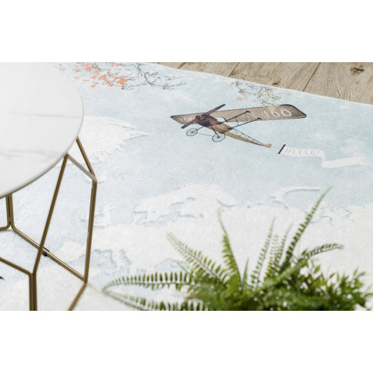 Covor pentru copii cu hartă a lumii în culoarea albastră