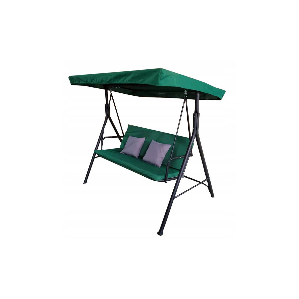 Hamac de grădină de calitate, de culoare verde, cu copertină