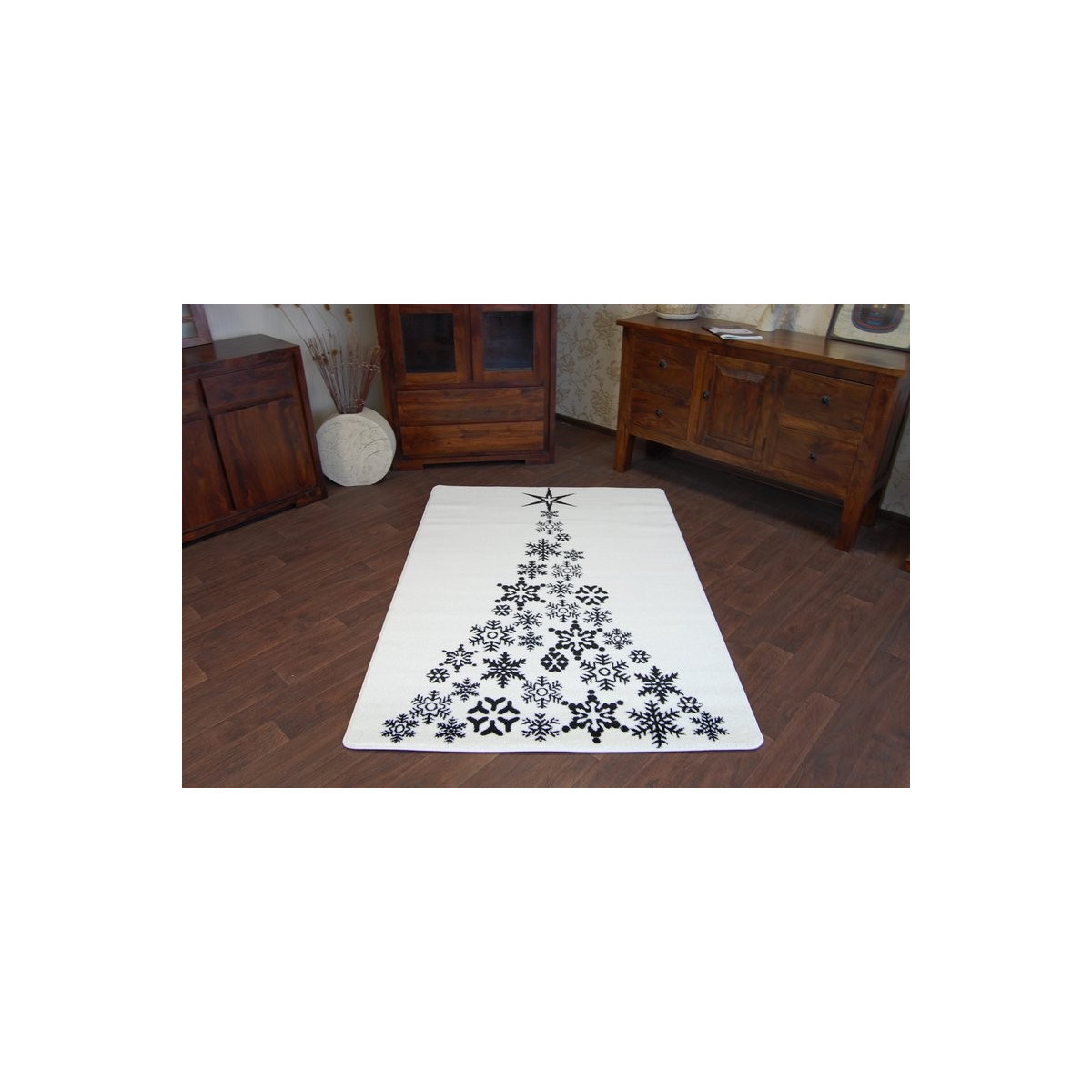 Covoare de Crăciun de culoare albă cu motiv de brad de Crăciun