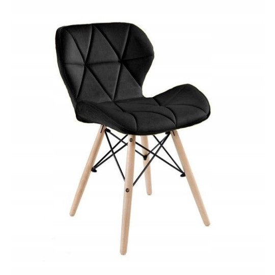 Scaun de dining tapitat complet, de culoare neagră