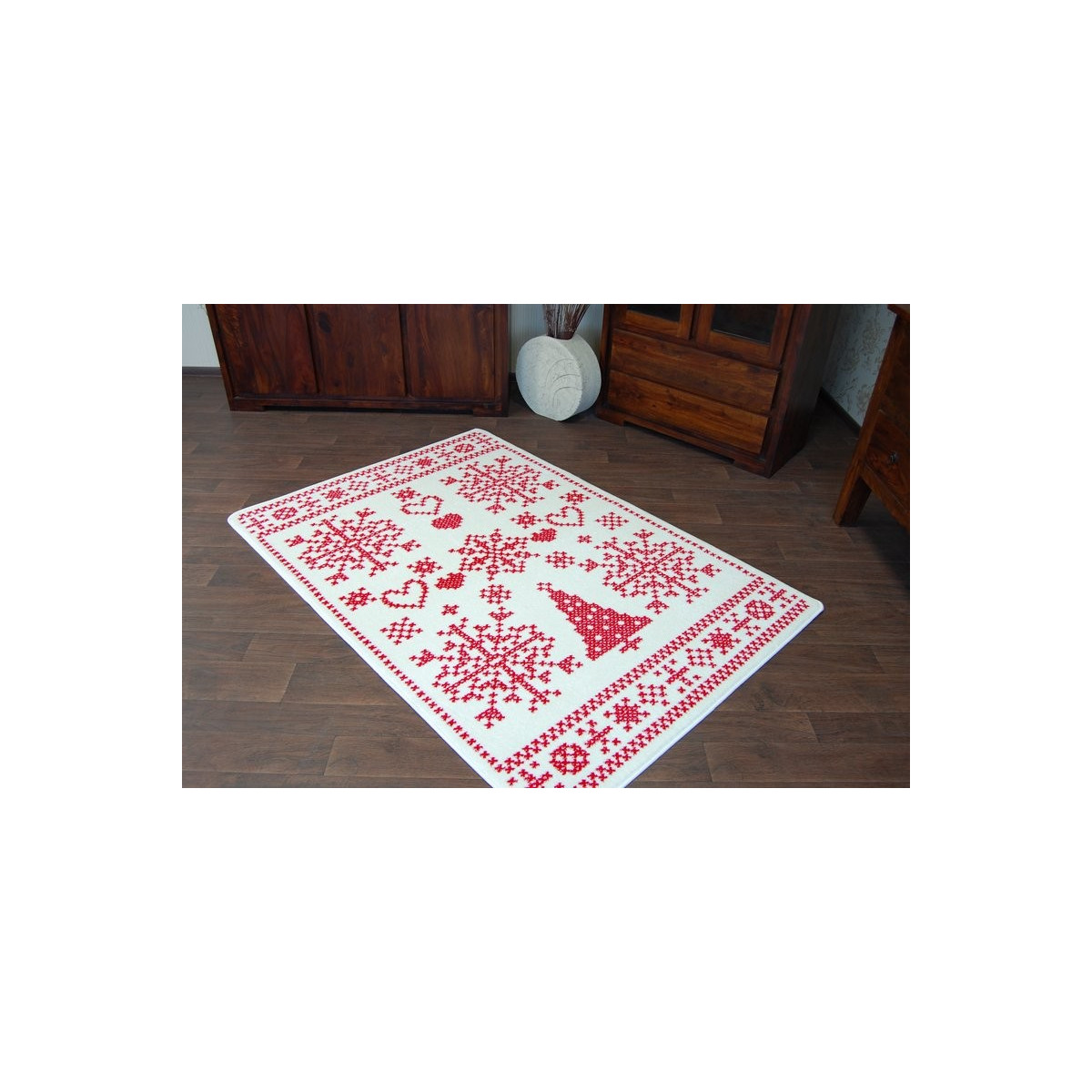 Covorase cu motive de Crăciun în culoarea roșie