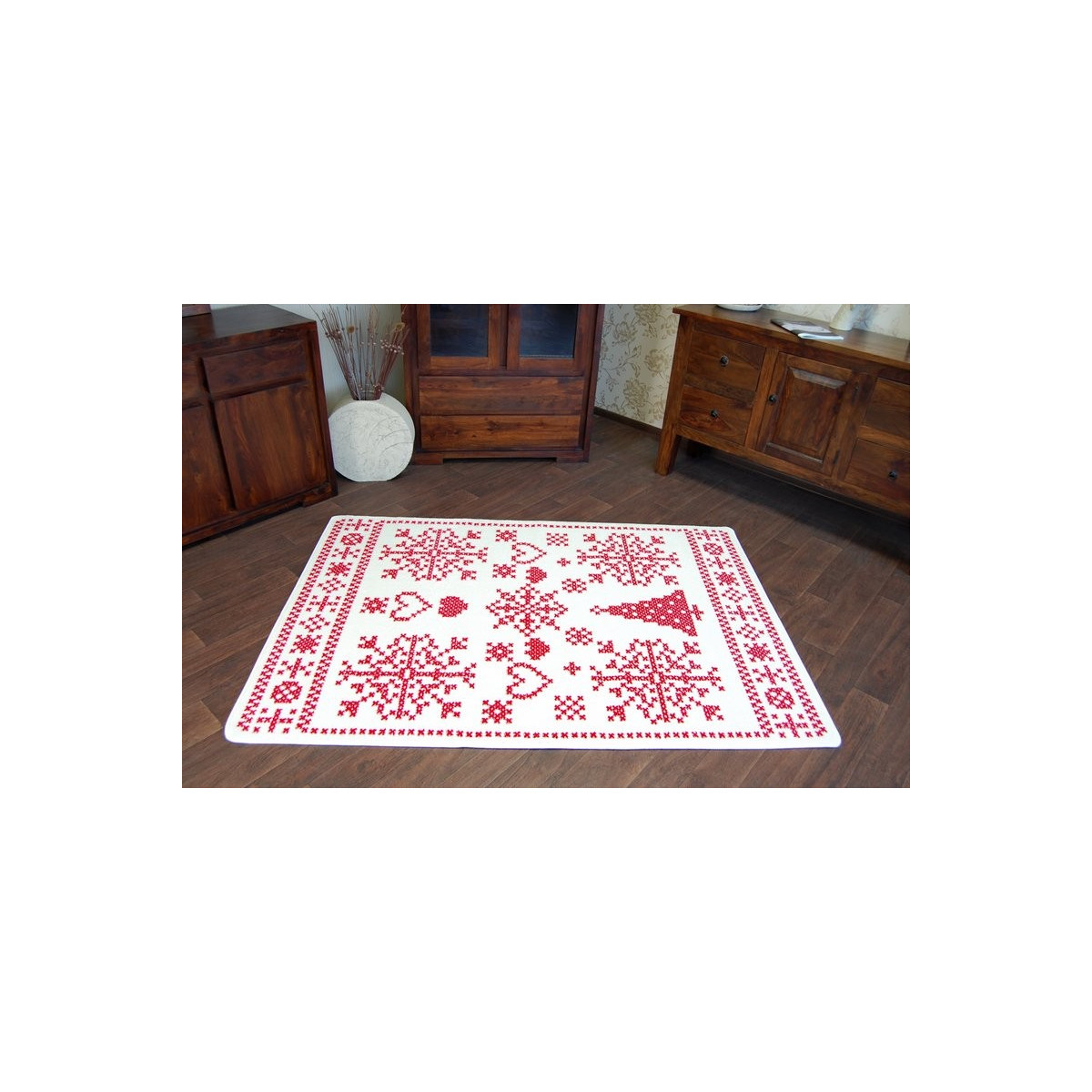 Covorase cu motive de Crăciun în culoarea roșie