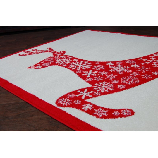 Covor de Crăciun alb cu model de ren