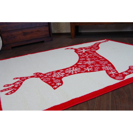 Covor de Crăciun alb cu model de ren