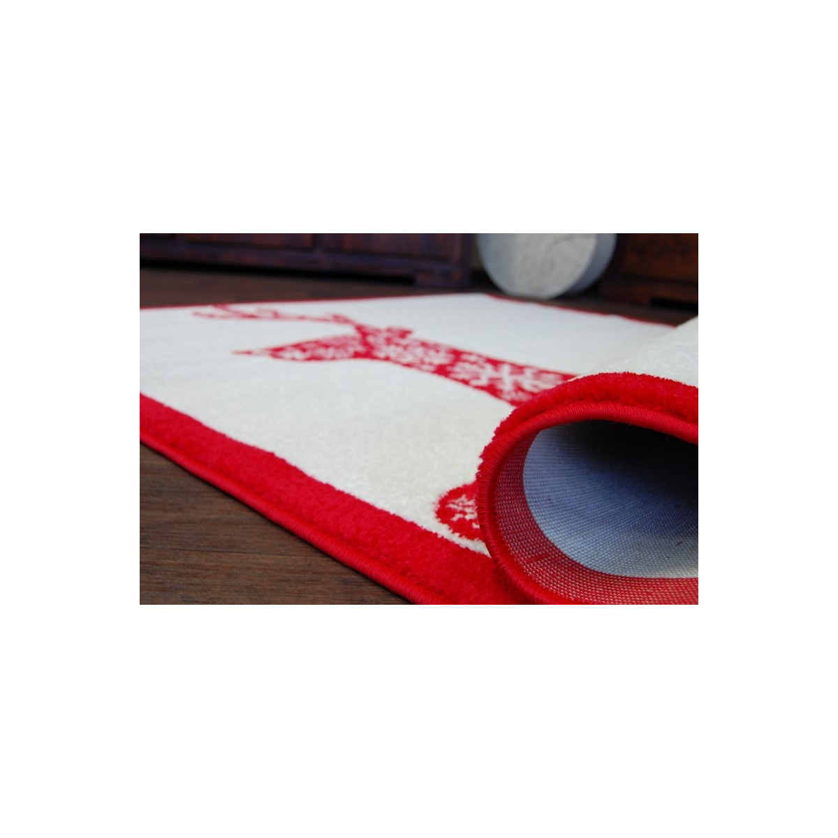 Covor de Crăciun alb cu model de ren