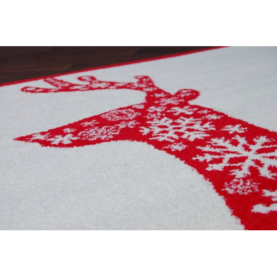 Covor de Crăciun alb cu model de ren