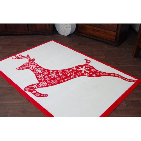 Covor de Crăciun alb cu model de ren