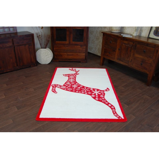 Covor de Crăciun alb cu model de ren