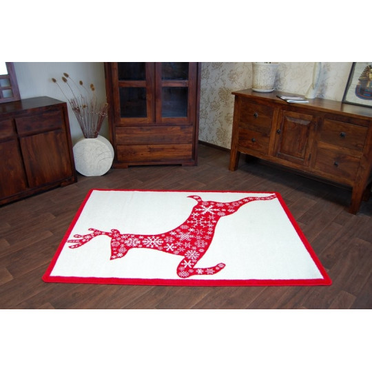 Covor de Crăciun alb cu model de ren