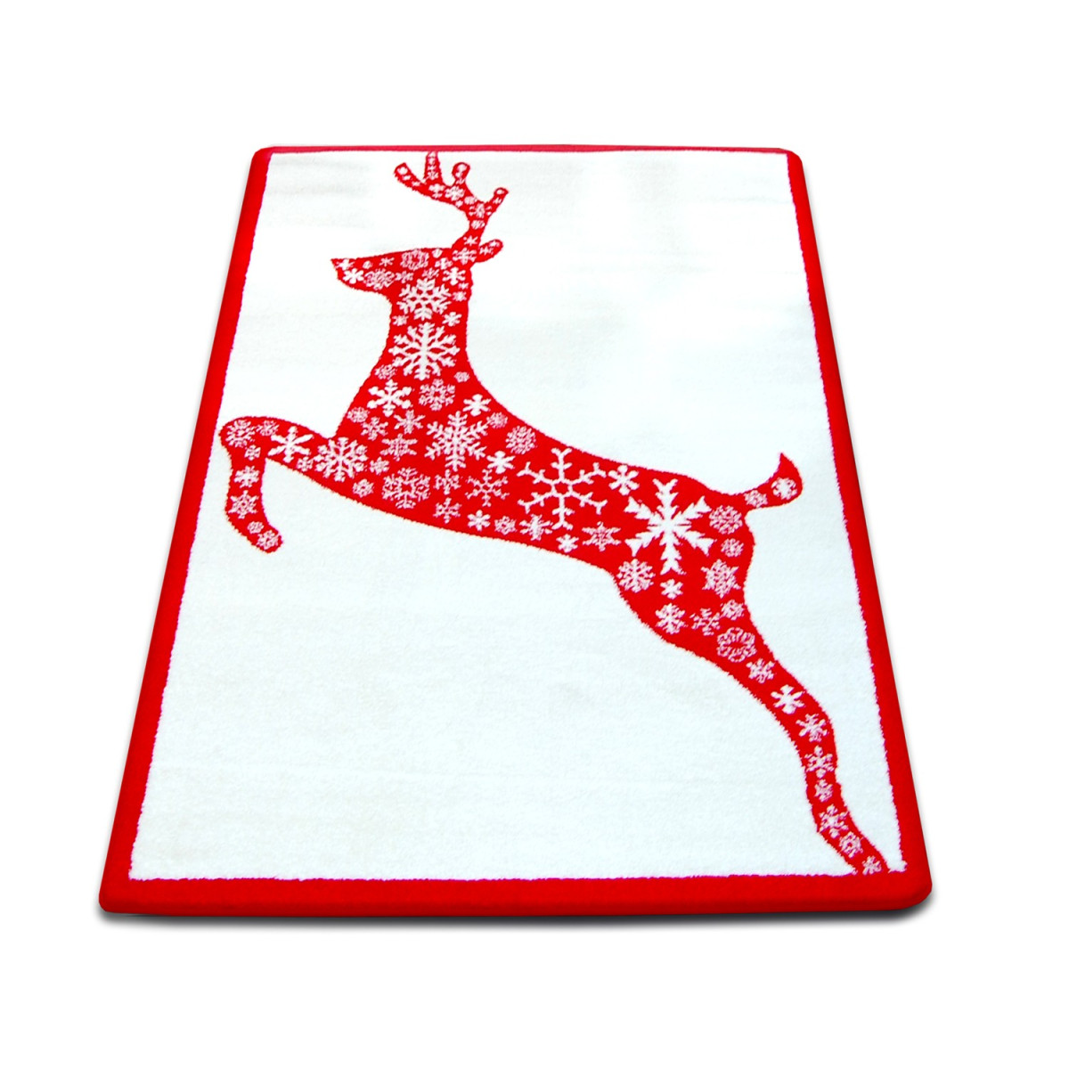 Covor de Crăciun alb cu model de ren