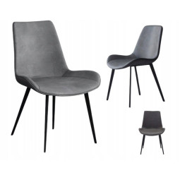 Scaun modern pentru dining din faux piele, de culoare gri