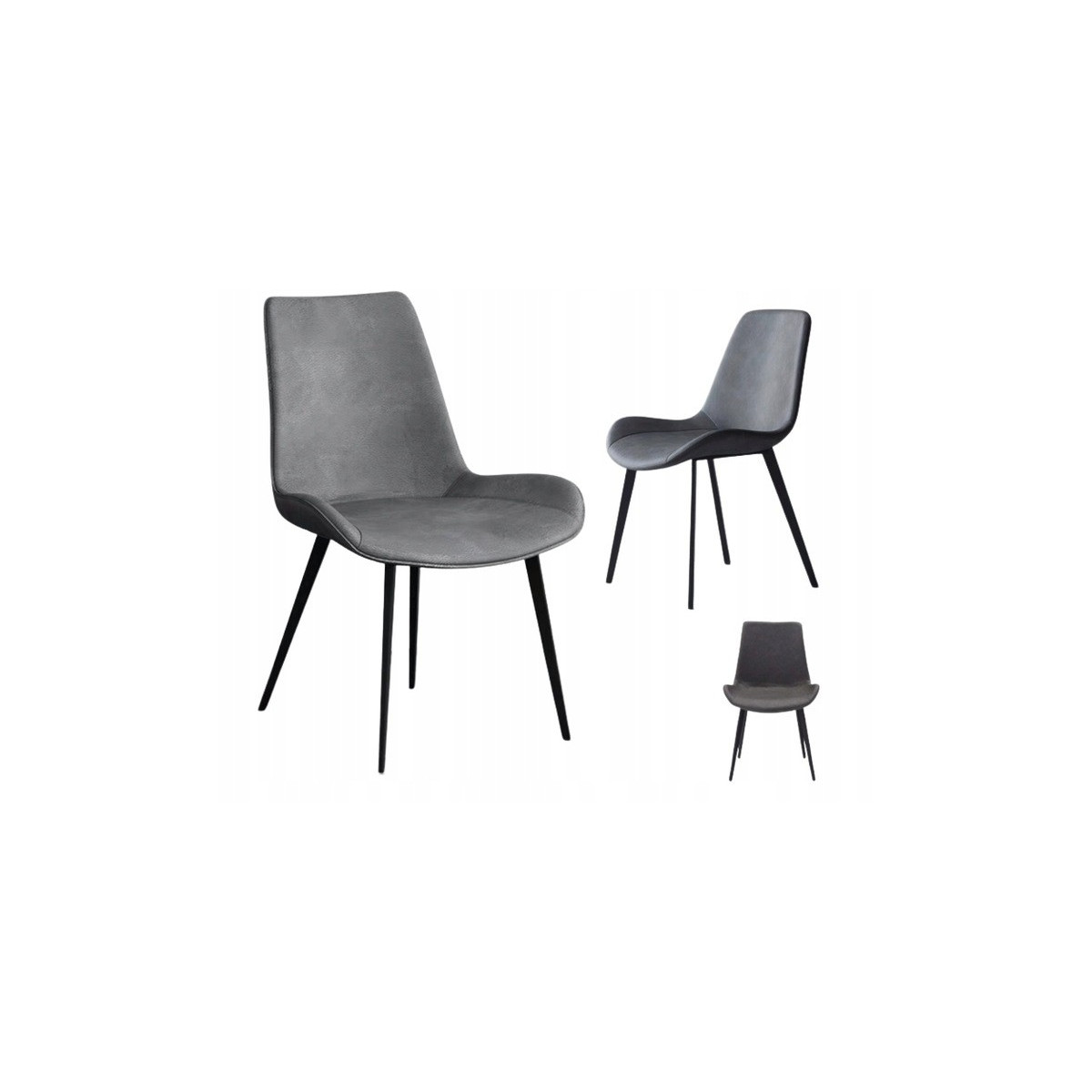 Scaun modern pentru dining din faux piele, de culoare gri