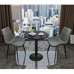 Scaun modern pentru dining din faux piele, de culoare gri