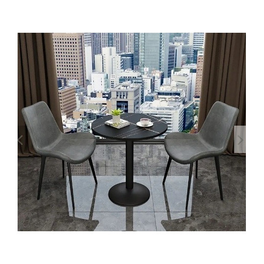 Scaun modern pentru dining din faux piele, de culoare gri