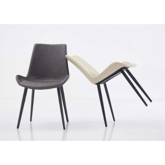 Scaun modern pentru dining din faux piele, de culoare gri