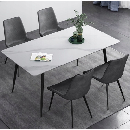 Scaun modern pentru dining din faux piele, de culoare gri