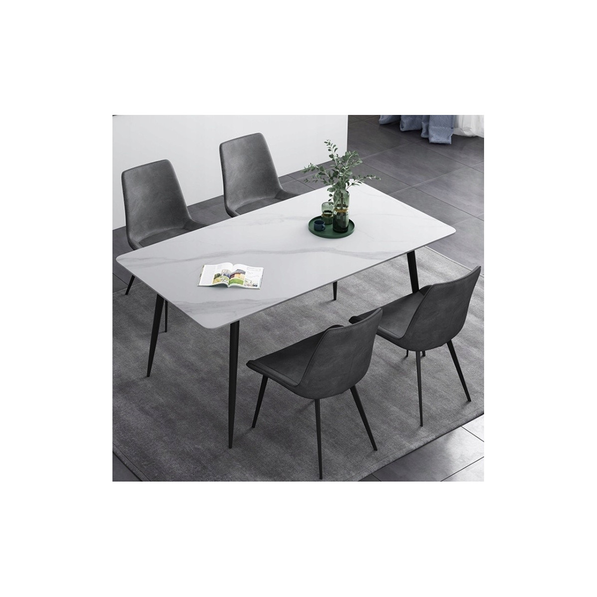 Scaun modern pentru dining din faux piele, de culoare gri